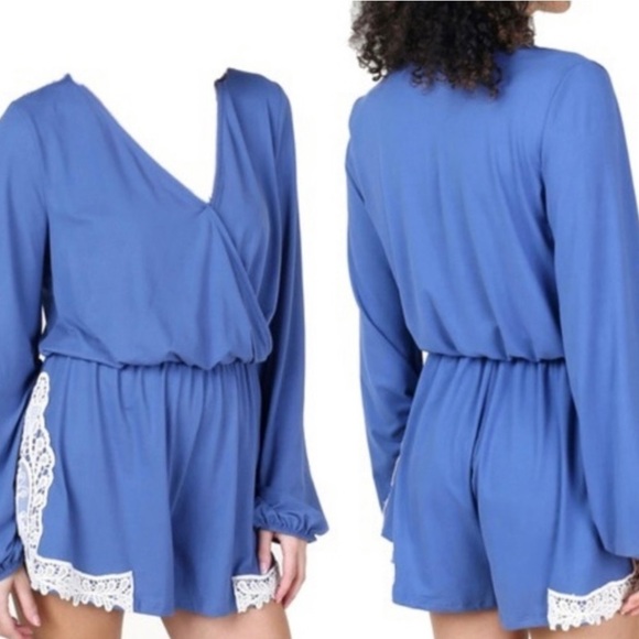 Altar'd State Long Sleeve Crochet Romper, Size Small - Picture 1 of 12